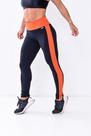 Legging fitness preto poliamida recorte laranja Legging fitness preto poliamida recorte laranja