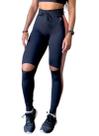 Legging Fitness Slit Faixa Rosa Lateral Drisheer