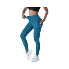 Leggings De Cintura Alta Em Cor Sólida Para Mulheres Com Bolsos Laterais, Roupas De Yoga E Fitness