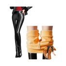 Leggings De Couro PU Grossas De Cintura Alta Para O Inverno, Brilhantes E Modeladoras, Tamanhos