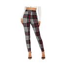 Leggings Femininas De Cintura Alta Com Listras E Estampa Xadrez, Calças Lápis Casuais Justas