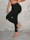 Leggings Femininas De Cintura Alta, Sólidas, Com Cintura Elástica, Calças Casuais Para Yoga, Para