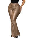 Leggings femininas RoseSeek, tamanho grande, couro PU Flare Gold