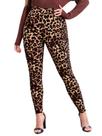 Leggings Floerns com estampa xadrez e cintura elástica Work Plus Size