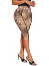 Leggings RoseSeek Y2K Leopard Mesh 3/4 de comprimento com estampa marrom