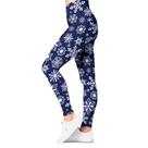 Leggings SATINA Blue High Waisted Snowflake Christmas