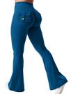 Leggings Yuerlian Flare com bolsos para mulheres azul-petróleo Leggings Yuerlian Flare com bolsos para mulheres azul-petróleo