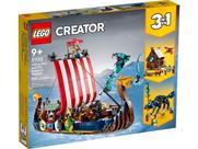 Lego creator 3 in en 1 navio viking e a serpente de midgard