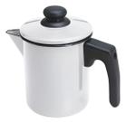 Leiteira Bule Esmaltada Ágata 900ml C/Tampa E Bico Branco Leiteira Bule Esmaltada Ágata 900ml C/Tampa E Bico Branco