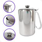 Leiteira Com Tampa Em Aço Inox Luxo 750ml Bule Café Cozinha