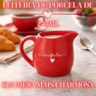 Leiteira De Porcelana 245ml Vermelha Mesa Posta Luxo LAmour Hauskraft