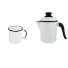 Leiteira e caneca qualidade em Agata- 900 ml - Branca - Ewel