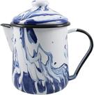 Leiteira Esmaltada Tradicional 12 Marmorizada Azul - 1100 ml - Ewel