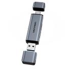 Leitor Cartão 2 Em 1 Usb 3.0 + Usb C + Cartão Sd Tf Vention