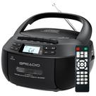 Leitor de CD Boombox Greadio Leitor de cassetes com Bluetooth preto