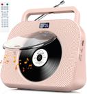 Leitor de CD de Mesa com Bluetooth e Alto-Falantes Duplos - Design Rosa