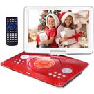 Leitor de DVD portátil HotHat 16.9" com 6 horas de bateria vermelha