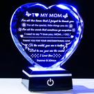 Lembrança de coração de cristal YWHL para minha mãe com base de LED