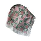 Lenço De Cabeça Feminino Estilo Francês Com Renda, Bandana Triangular Com Faixa Integrada, Acessório
