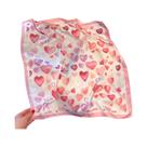 Lenço De Cabelo Feminino Em Cetim Macio Com Estampa De Corações, Estilo Coreano, Foulard Quadrado,