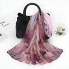Lenço De Chiffon Com Estampa De Lótus Para Mulheres, Leve, Proteção Solar De Verão, Xale De Seda