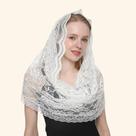 Lenço de Renda Bordado para Igreja - Xale Feminino para Casamento (53x55cm)