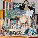 Lenço De Seda Com Estampa Floral 90x90CM, Moda De Verão, Protetor Solar, Bandana Quadrada