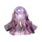 Lenço De Seda Com Estampa Floral Para Mulheres, Xale Longo, Protetor Solar Para Praia, Hijab