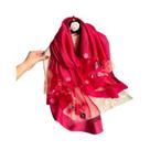 Lenço De Seda E Lã Com Bordado Floral Para Mulheres, Hijab Pashmina, Xale Fino Para Primavera E