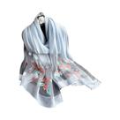 Lenço De Seda E Lã Com Bordado Floral Para Mulheres, Hijab Pashmina, Xale Fino Para Primavera E