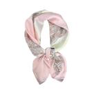 Lenço De Seda Feminino 68cm Com Estampa Floral De Caju E Rosas, Versátil, Fresco, Elegante E
