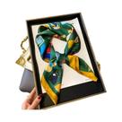 Lenço De Seda Feminino 70x70cm Luxuoso Com Estampa De Corrente Fino Para Pescoço Proteção Solar Moda