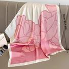 Lenço De Seda Floral Rosa 70cm Para Mulheres, Elegante E Versátil, Lenço Quadrado De Seda Simulada