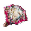 Lenço De Seda Sintética Estampado Com Folhas E Pássaros De 70cm Para Primavera/Verão, Xale Moderno