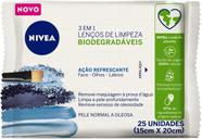 Lenço Demaquilante Nivea 3 em 1 Ação Refrescante 25 unidades