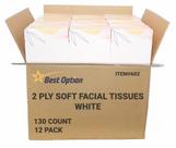 Lenço facial Best Option Soft de 2 camadas branco 130 unidades x 12