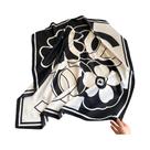 Lenço Feminino Elegante De Cetim Sarjado 90x90CM, Xale Quadrado De Luxo Com Estampa De Camélia,