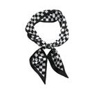 Lenço Feminino Fino Clássico De Seda Sintética Com Estampa Xadrez Para Primavera/Verão, Estilo
