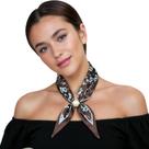 Lenço feminino Silk Pearl Magnetic Fivela Quadrada em Cetim