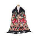 Lenço Feminino Vintage Floral De Luxo Com Borlas Para Outono/Inverno - Estilo Hijab E Bandana
