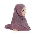 Lenço Hijab Muçulmano De Tamanho Médio 70x60cm Para Adultos E Meninas Grandes, Lenço Islâmico Amira