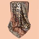 Lenço Quadrado De Imitação De Seda Com Estampa De Leopardo Para Mulheres 90CMx90CM Casual E Versátil