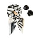 Lenço Quadrado De Seda Luxuoso Para Mulheres, Estampa Xadrez, Faixa De Cabelo De Cetim, Hijab Macio,