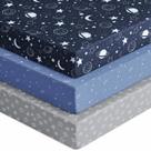 Lençóis Ajustados para Berço Unnivoll Kit com 3 Unidades 71x132x20cm Microfibra