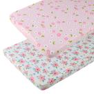 Lençóis com elástico Onacosht Pack n Play Jersey Knit Floral, pacote com 2