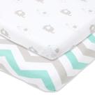 Lençóis de berço Bedside Sleeper Joey + Joan, pacote com 2, cinza, menta