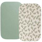 Lençóis de berço Fadacudan Muslin 35x20 cm, pacote com 2 unidades, verde boho Lençóis de berço Fadacudan Muslin 35x20 cm, pacote com 2 unidades, verde boho