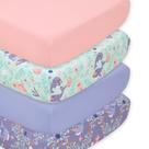 Lençóis de berço The Peanutshell Baby Girl Ocean Girl, pacote com 4