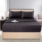 Lençóis de seda acetinada Lanest Housing King Size, conjunto de cama preto