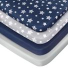 Lençóis Pack and Play Sheets Moonsea, pacote com 4 mini lençóis de berço, azul marinho